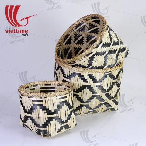 Useful Perfect Bamboo Storage Basket Set Of 3
