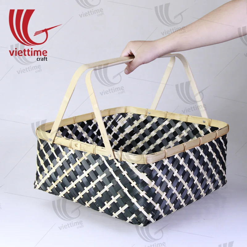 Tribal Pattern Bamboo Picnic Basket