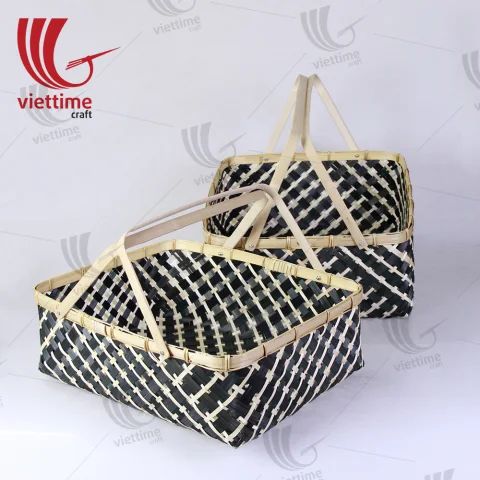 Tribal Pattern Bamboo Picnic Basket