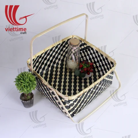 Tribal Pattern Bamboo Picnic Basket