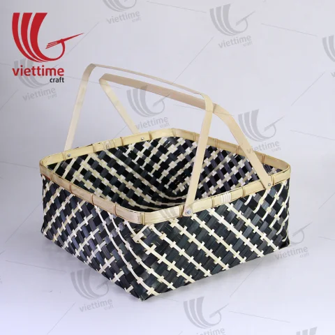 Tribal Pattern Bamboo Picnic Basket