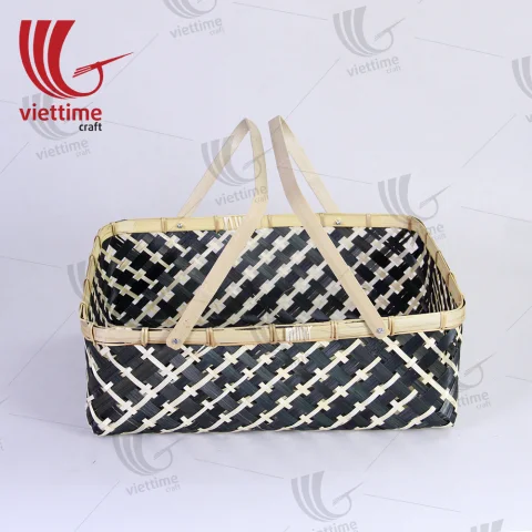 Tribal Pattern Bamboo Picnic Basket