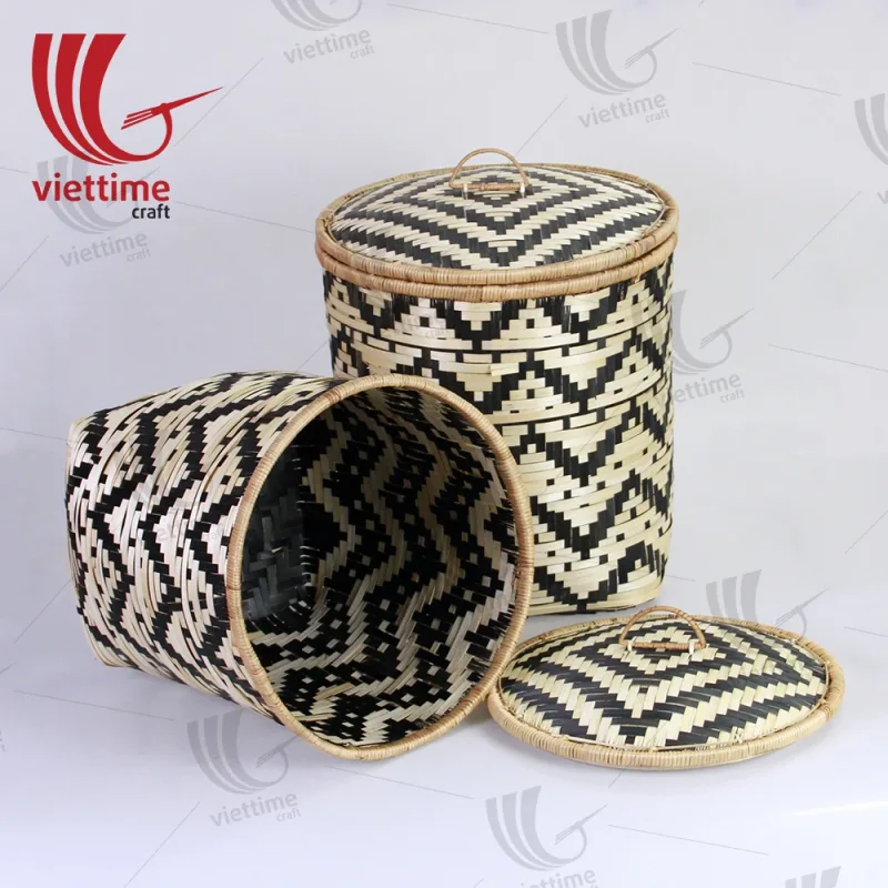 Tribal Pattern Bamboo Storage Basket