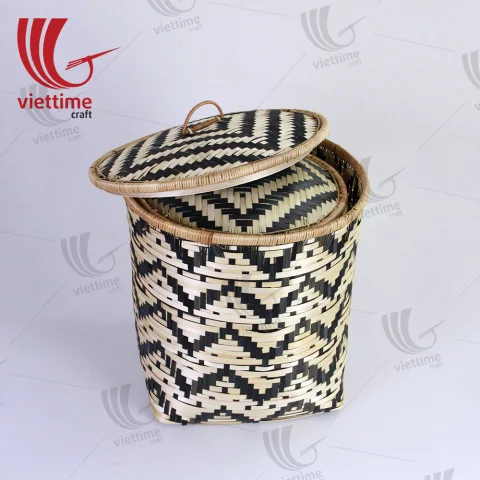 Tribal Pattern Bamboo Storage Basket