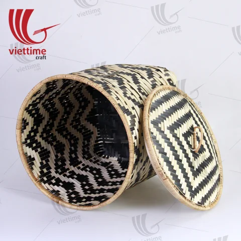 Tribal Pattern Bamboo Storage Basket