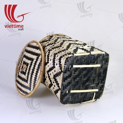 Tribal Pattern Bamboo Storage Basket