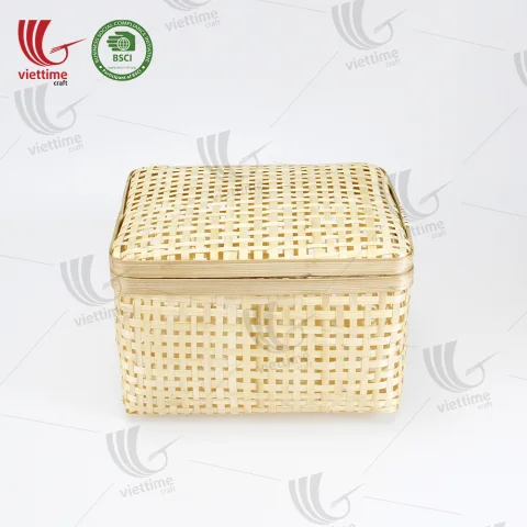 Woven Lift Off Lid Bamboo Storage Basket