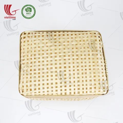 Woven Lift Off Lid Bamboo Storage Basket