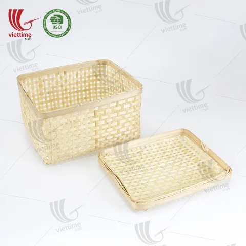Woven Lift Off Lid Bamboo Storage Basket