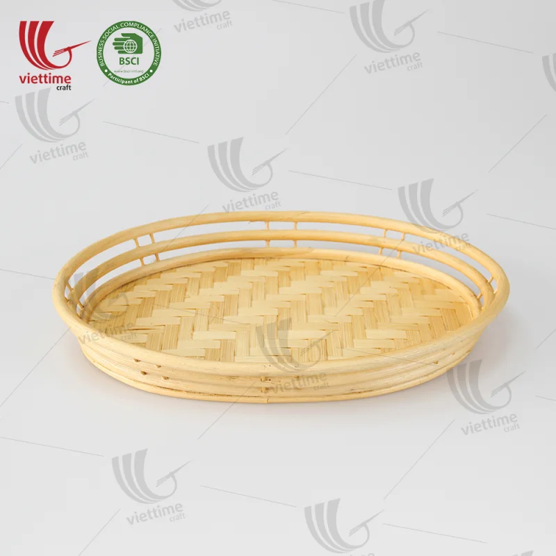 Woven Oval Bamboo Serving Tray