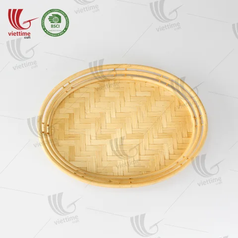 Woven Oval Bamboo Serving Tray