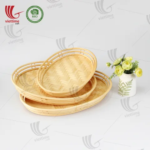 Woven Oval Bamboo Serving Tray