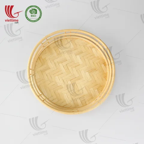 Woven Round Bamboo Serving Tray