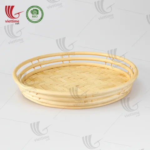 Woven Round Bamboo Serving Tray