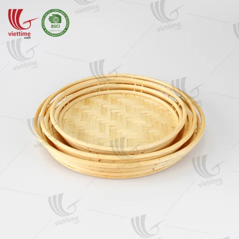 Woven Round Bamboo Serving Tray
