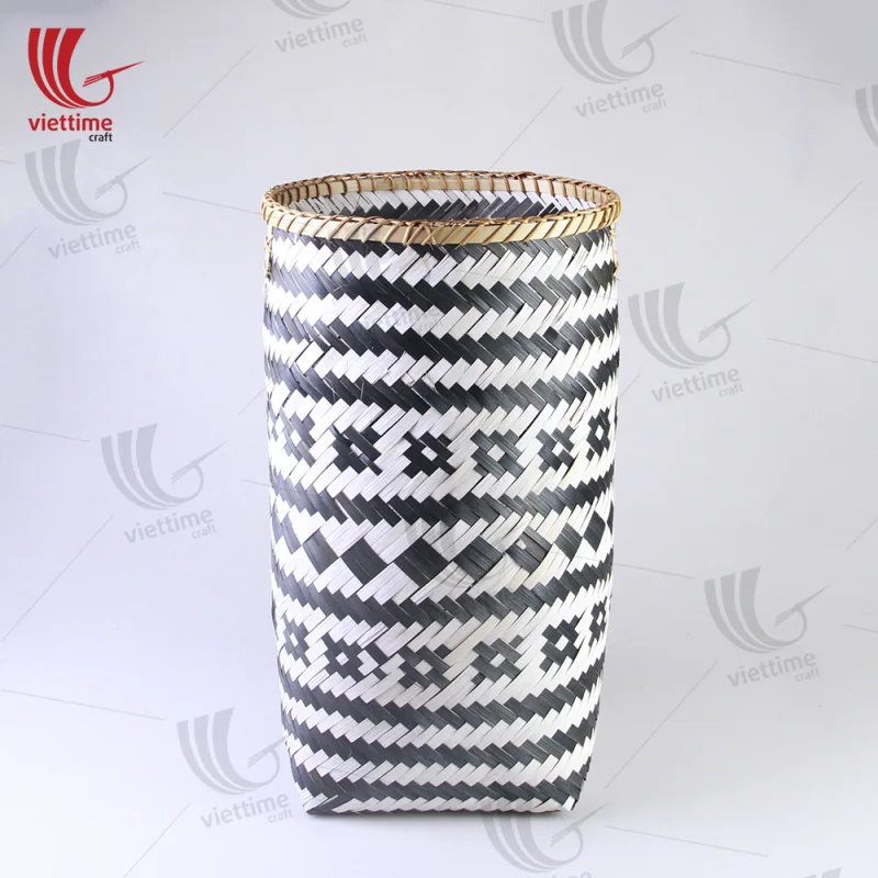 Tribal Pattern High Bamboo Storage Basket