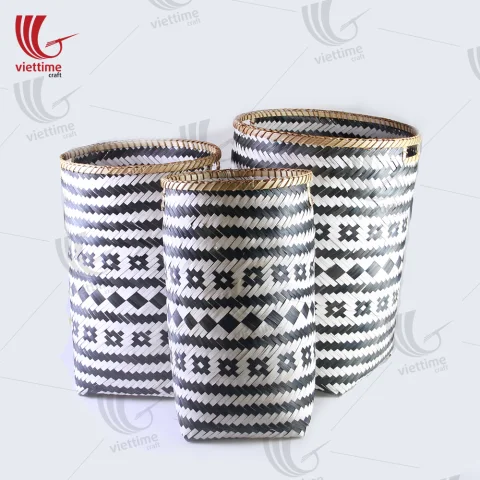 Tribal Pattern High Bamboo Storage Basket