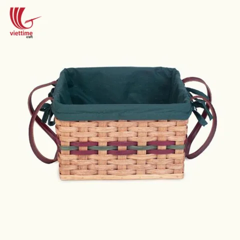 Fabric Liner With Bamboo Picnic Basket