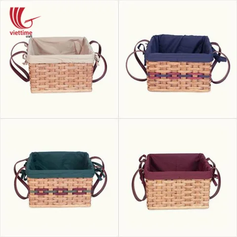 Fabric Liner With Bamboo Picnic Basket
