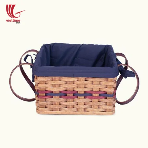 Fabric Liner With Bamboo Picnic Basket