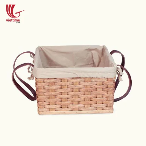Fabric Liner With Bamboo Picnic Basket