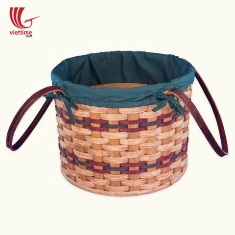 Round Weaved Bamboo Picnic Basket