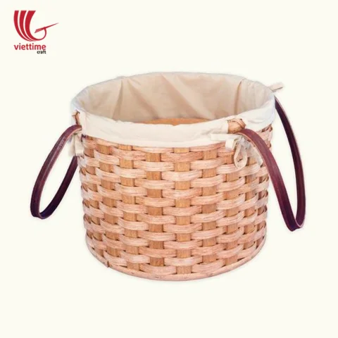 Round Weaved Bamboo Picnic Basket