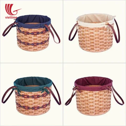 Round Weaved Bamboo Picnic Basket
