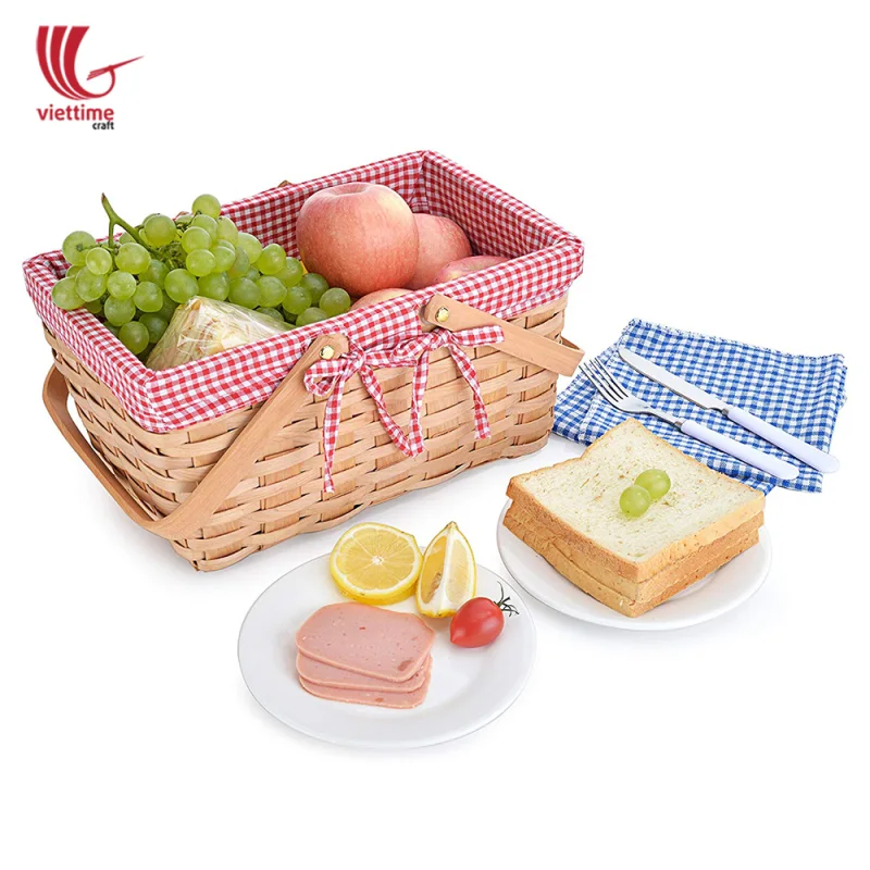 Rectangular Woven Bamboo Picnic Basket