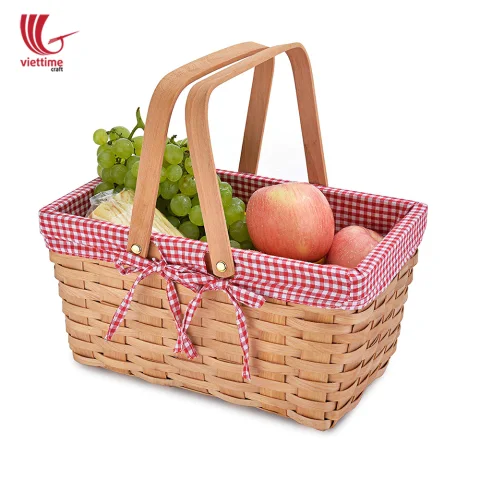 Rectangular Woven Bamboo Picnic Basket