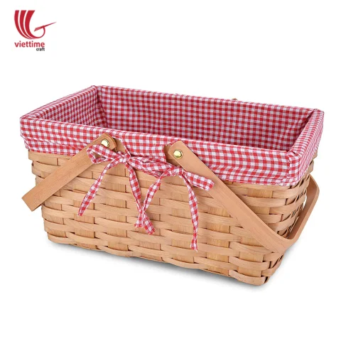 Rectangular Woven Bamboo Picnic Basket