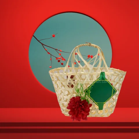 New Year Bamboo Basket