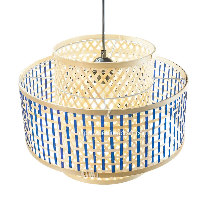 Blue Natural Bamboo Lampshade Wholesale