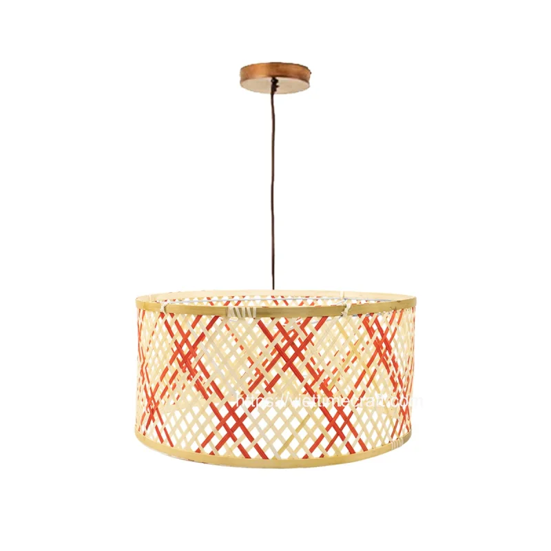 Trendy Red and Natural Bamboo Lampshade Wholesale