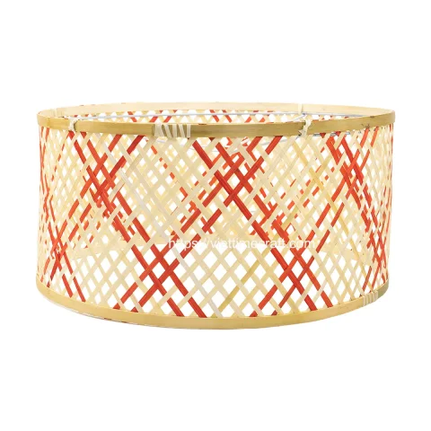 Trendy Red and Natural Bamboo Lampshade Wholesale