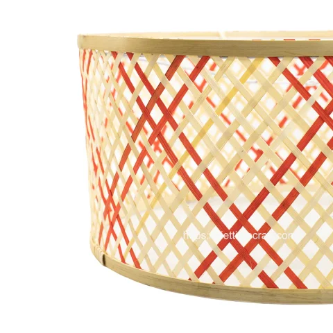 Trendy Red and Natural Bamboo Lampshade Wholesale