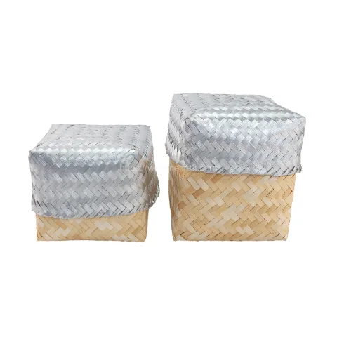 Natural Bamboo Gift Box with Gray Lid Wholesale