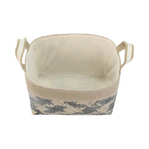 Set 2 of Bamboo Storage Basket with Handles