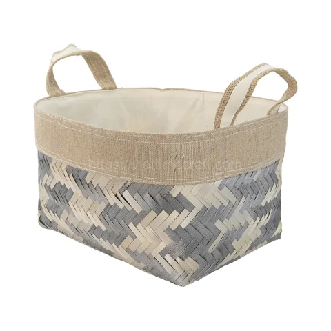 Set 2 of Bamboo Storage Basket with Handles