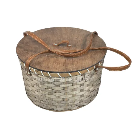 Hand Woven Weaving Bamboo Picnic Basket, Box Container
