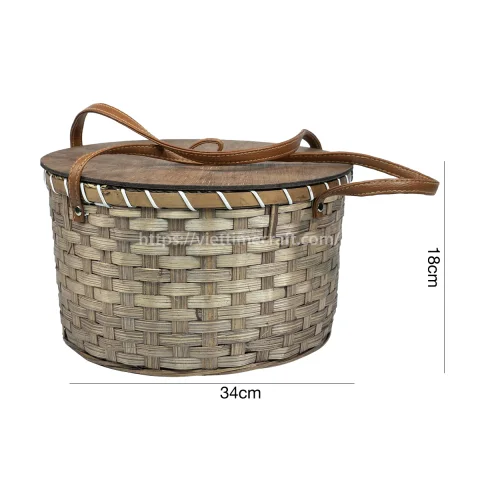 Hand Woven Weaving Bamboo Picnic Basket, Box Container