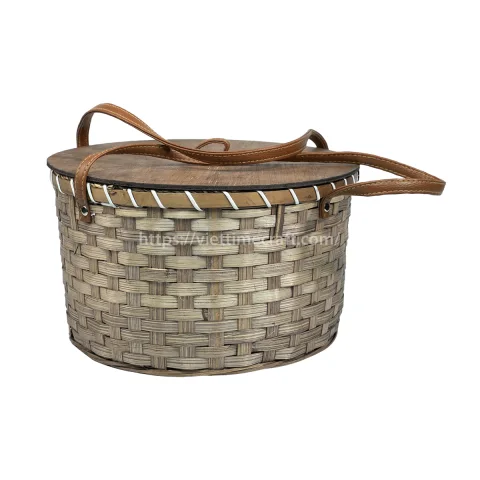 Hand Woven Weaving Bamboo Picnic Basket, Box Container