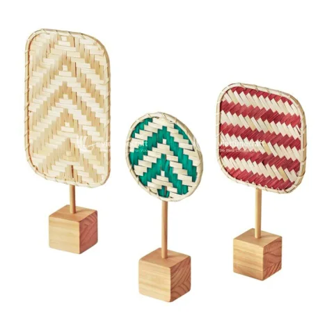 Unique and Cheap Handwoven Bamboo Fan, Tabletop Christmas Decor Edition
