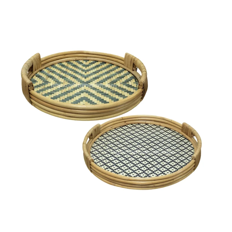 Handwoven Decorative Food Drink Tray, Rustic Bamboo Tray and Display