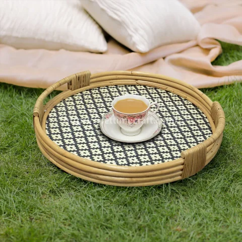 Wholesale Bamboo Serving Tray, Handwoven Rustic Display for Food and Beverages