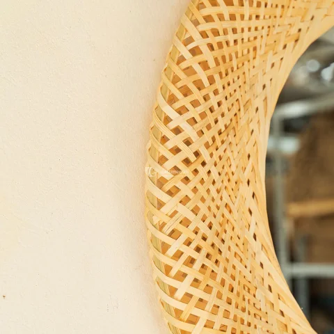 Handwoven Bamboo Wall Mirror, Natural Frame for Wholesale Home Decor