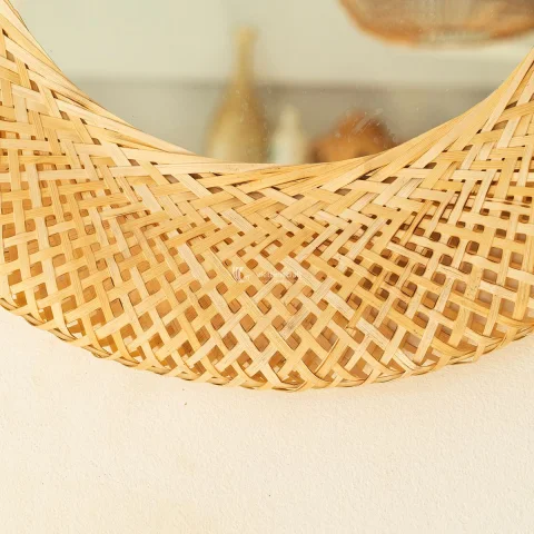 Handwoven Bamboo Wall Mirror, Natural Frame for Wholesale Home Decor