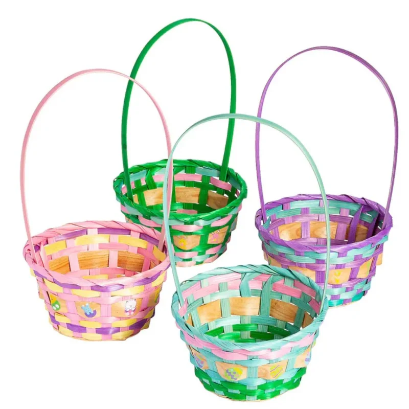 Colorful Woven Gift Hamper Baskets, Handmade Bamboo Easter and Holiday Baskets Wholesale