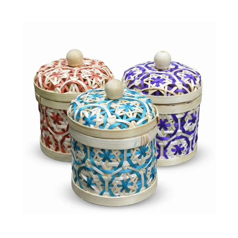 Custom Bamboo Storage Box with Lid Hexagon Pattern Wholesale, Vietnam Handicraft Supplier – TD00449
